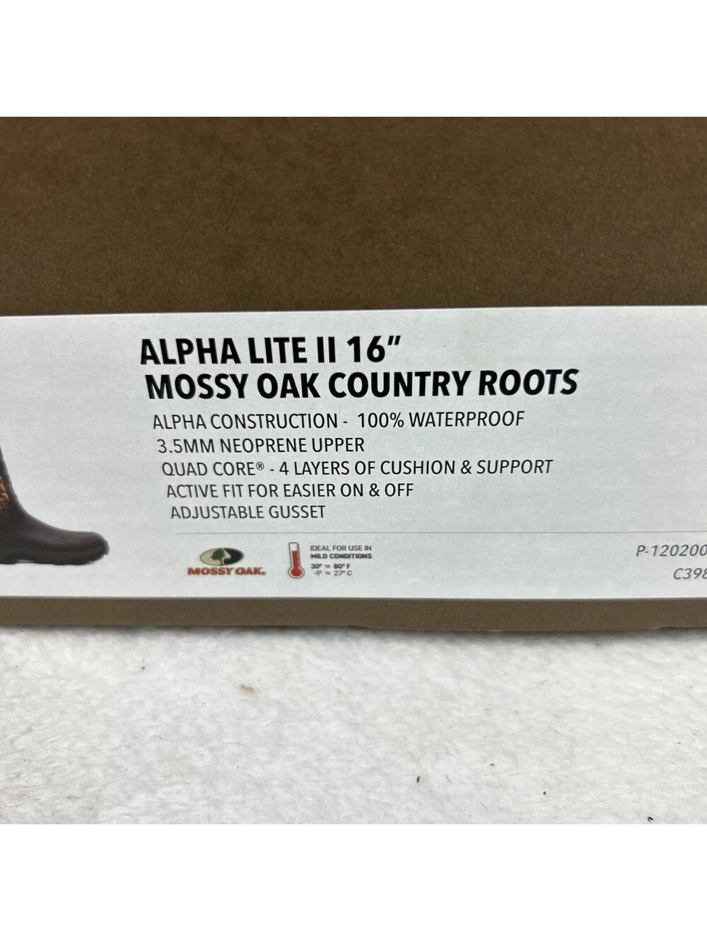 Lacrosse Alpha Lite II 16” Mossy Oak Country Roots Hunting Boots Mens Size 7 New